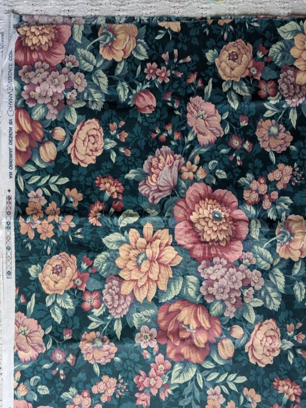 Cohama Riverdale Chesapeake Bay "Roanoke" Cotton Chintz Fabric 54"x56" 1989